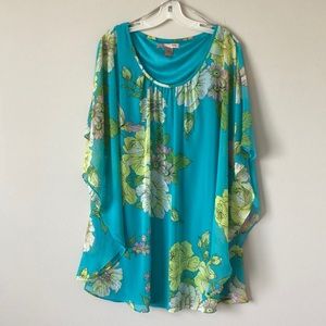 Floral batwing mini dress